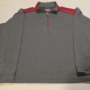 Gray and Red Quarter-Zip Pullover